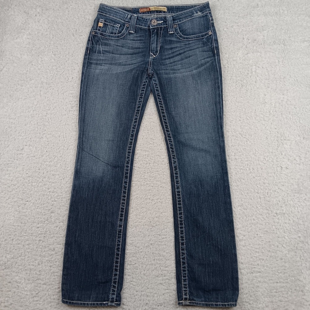 Big Star Jean Maddie Straight Women 27R Blue Contrast Stitch Flap Pocket